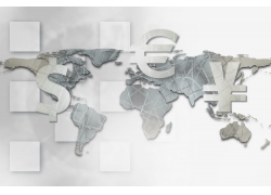 世界地图与货币符号高清图片