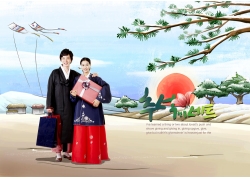 韩国夫妻与风景画