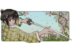 穿着和服练剑的日本卡通漫画男孩