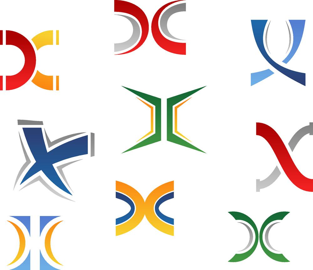 创意字母x标志设计矢量素材,创意字母x标志设计模板下载,英文字母logo
