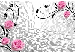 玫瑰花朵花草底纹3D电视背景墙